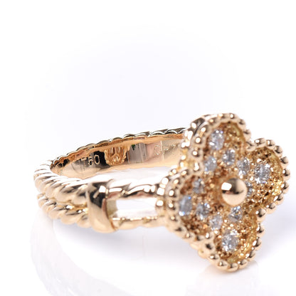 Van Cleef & Arpels 18K Yellow Gold Diamond Vintage Alhambra Ring 50 5.25 6 of 6