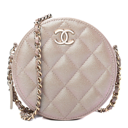 Chanel Iridescent Caviar Quilted Round Clutch With Chain Beige 1 of 4