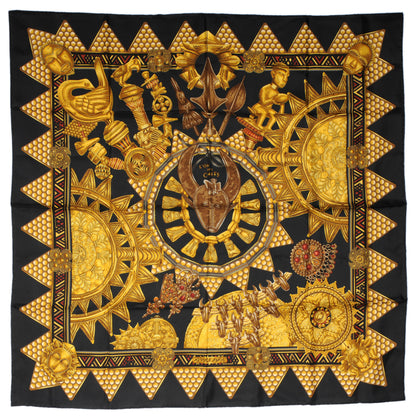 Hermes Silk L'or Des Chefs Scarf 90 Black Gold 2 of 4