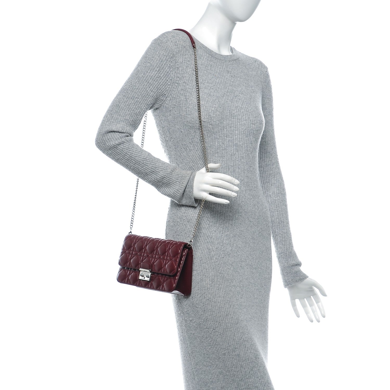 Christian Dior Lambskin Cannage Miss Dior Promenade Pouch Plum 2 of 7