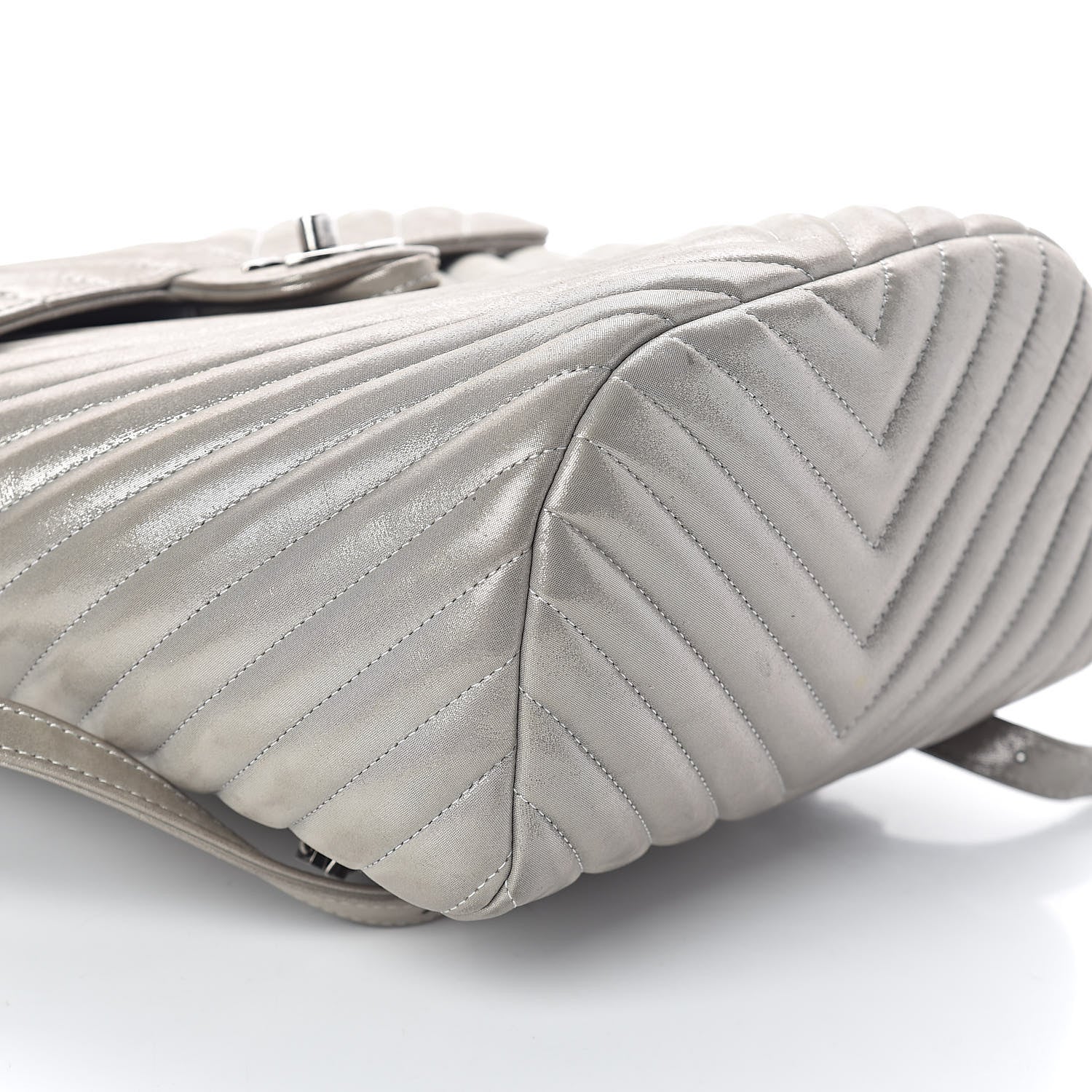 Chanel Metallic Calfskin Chevron Quilted Small Urban Spirit Backpack Silver 11 of 12
