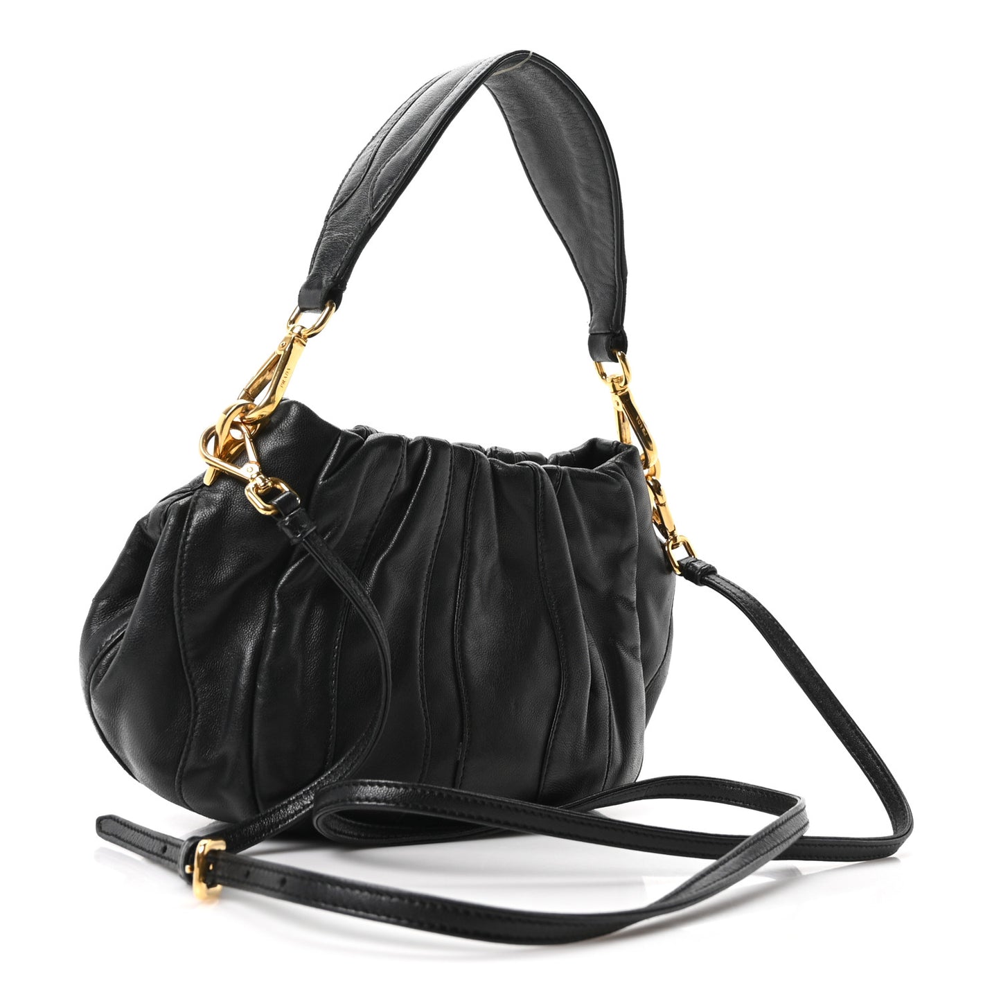 Nappa Stripes Mini Shoulder Bag Black