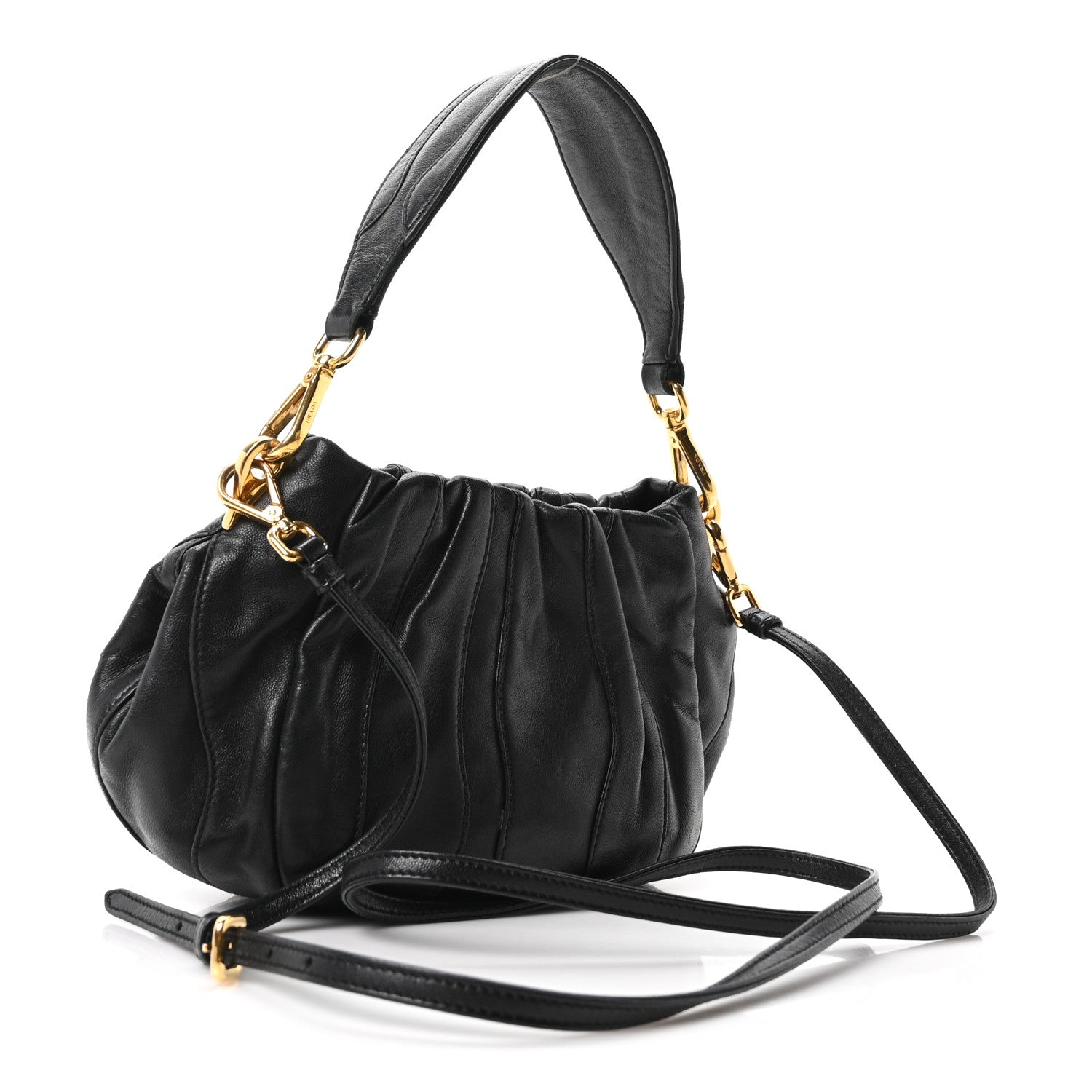 Prada Nappa Stripes Mini Shoulder Bag Black 2 of 9