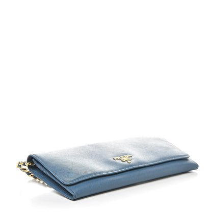 Prada Saffiano Metal Oro Chain Wallet Cobalto 4 of 11