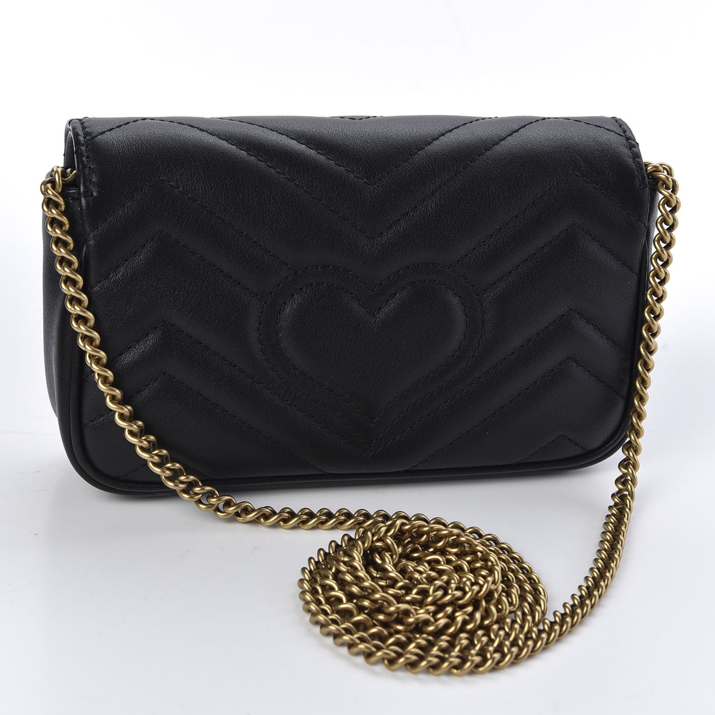 Calfskin Matelasse Super Mini GG Marmont Shoulder Bag Black