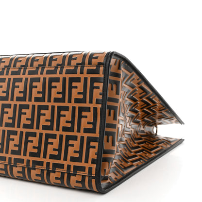 Fendi Vitello Century Wicker FF Embossed Large Runaway Shopper Tote Tobacco Black 11 of 11