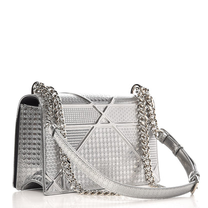 Christian Dior Metallic Patent Micro-Cannage Medium Diorama Flap Bag Silver 3 of 8