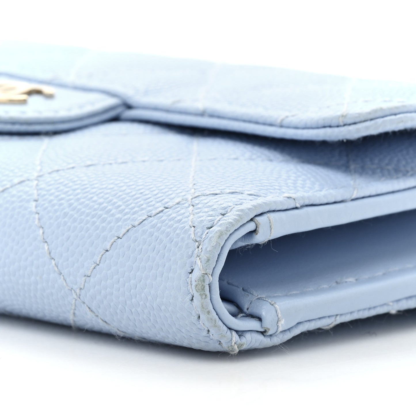 Caviar Quilted Medium Flap Wallet Light Blue