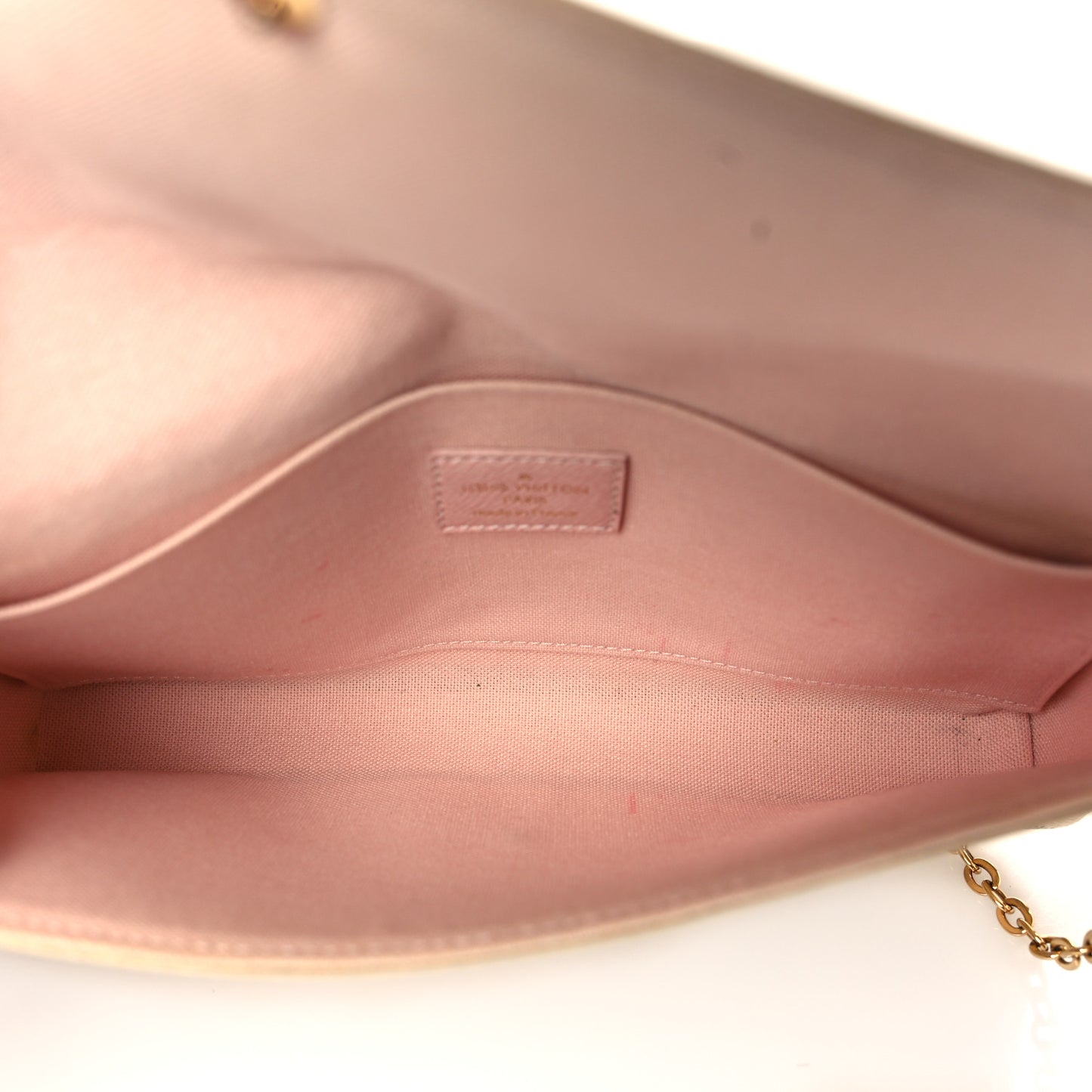 Damier Azur Pochette Felicie Chain Wallet Rose Ballerine