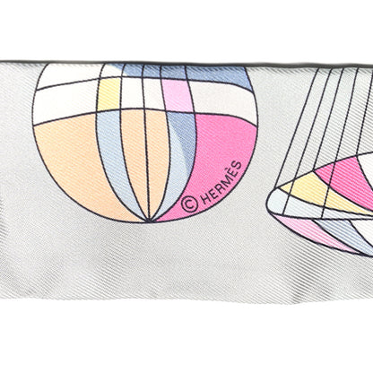 Hermes Silk Les Folies Du Ciel Twilly Mauve Jaune Vert 3 of 4