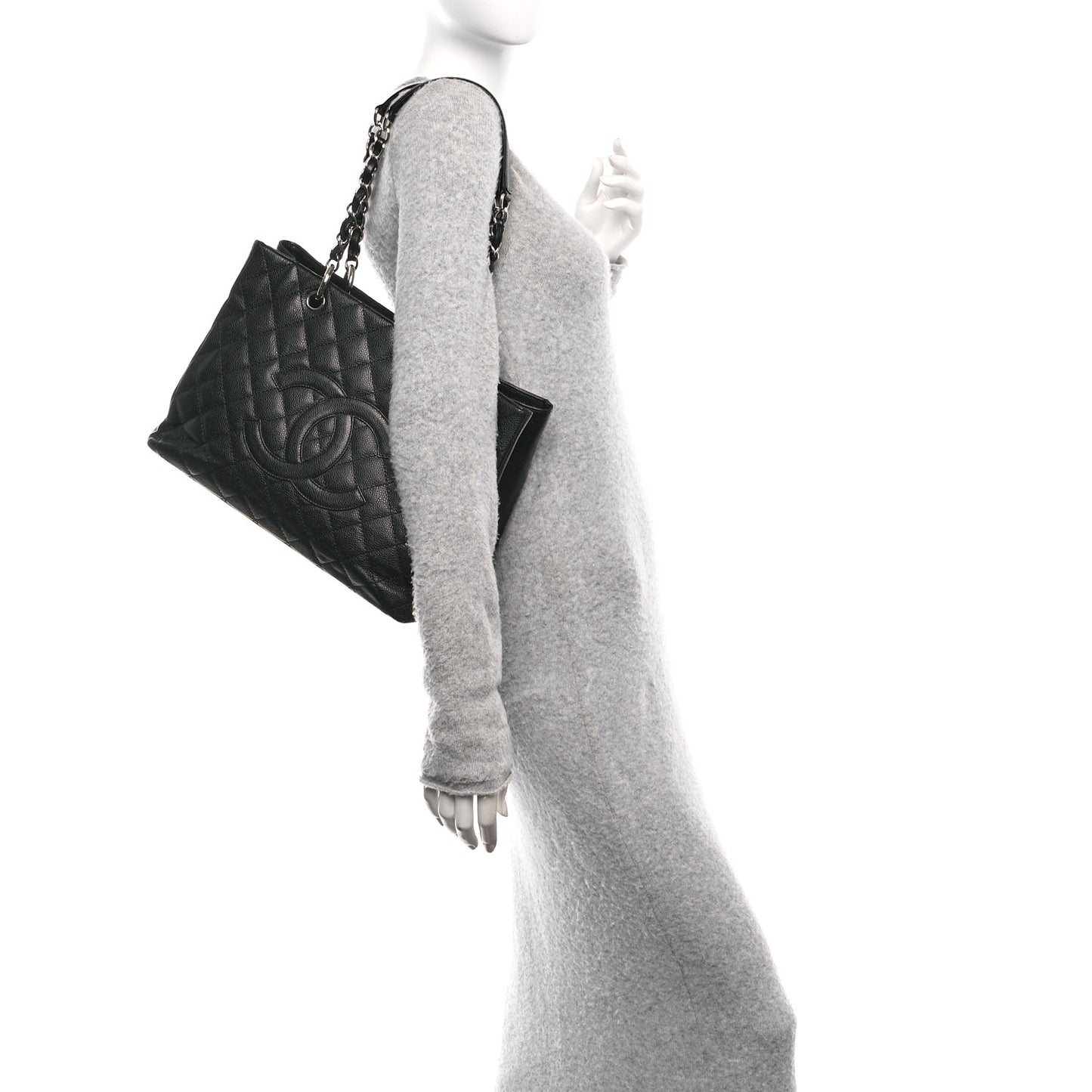 Caviar Quilted Grand Shopping Tote GST Black