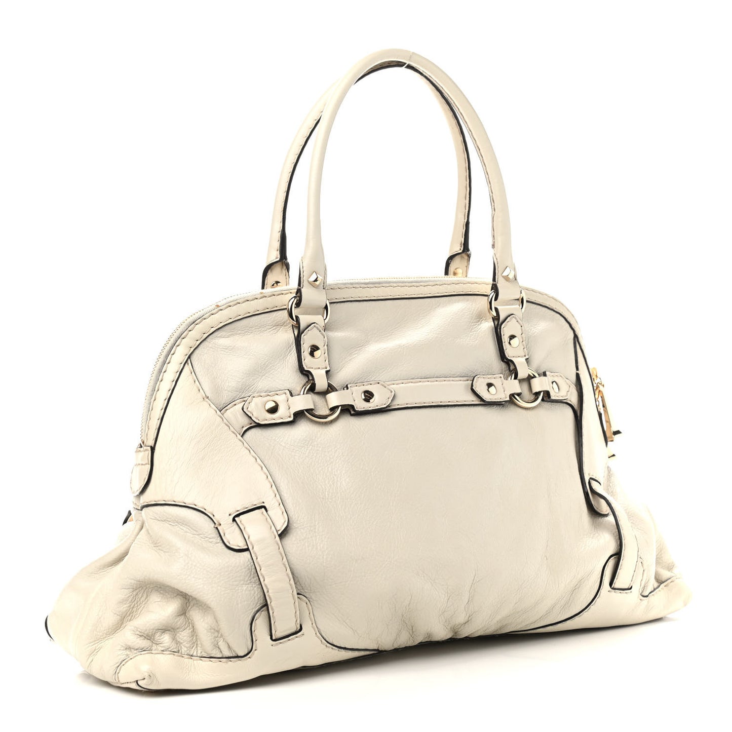 Calfskin Medium Horsebit Nail Boston Off White