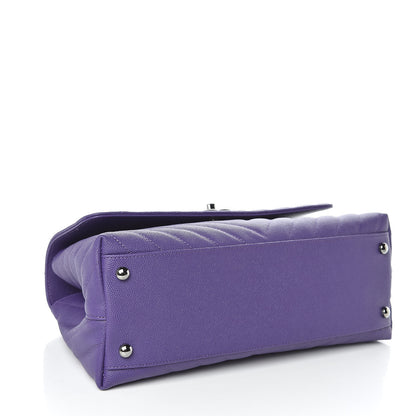 Chanel Caviar Chevron Quilted Small Coco Handle Flap Purple 4 of 9