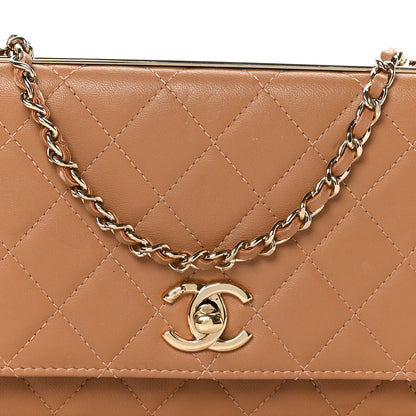 Chanel Lambskin Quilted Trendy CC Wallet On Chain WOC Camel 9 of 11