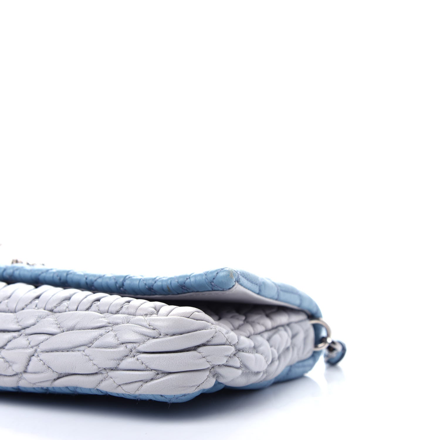 Miu Miu Nappa Matelasse Bi-Color Crystal Flap Clutch Astrale Grey 9 of 10