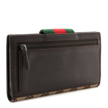Gucci Monogram Calfskin Ladies Web Continental Wallet Beige Ebony Cocoa 6 of 18