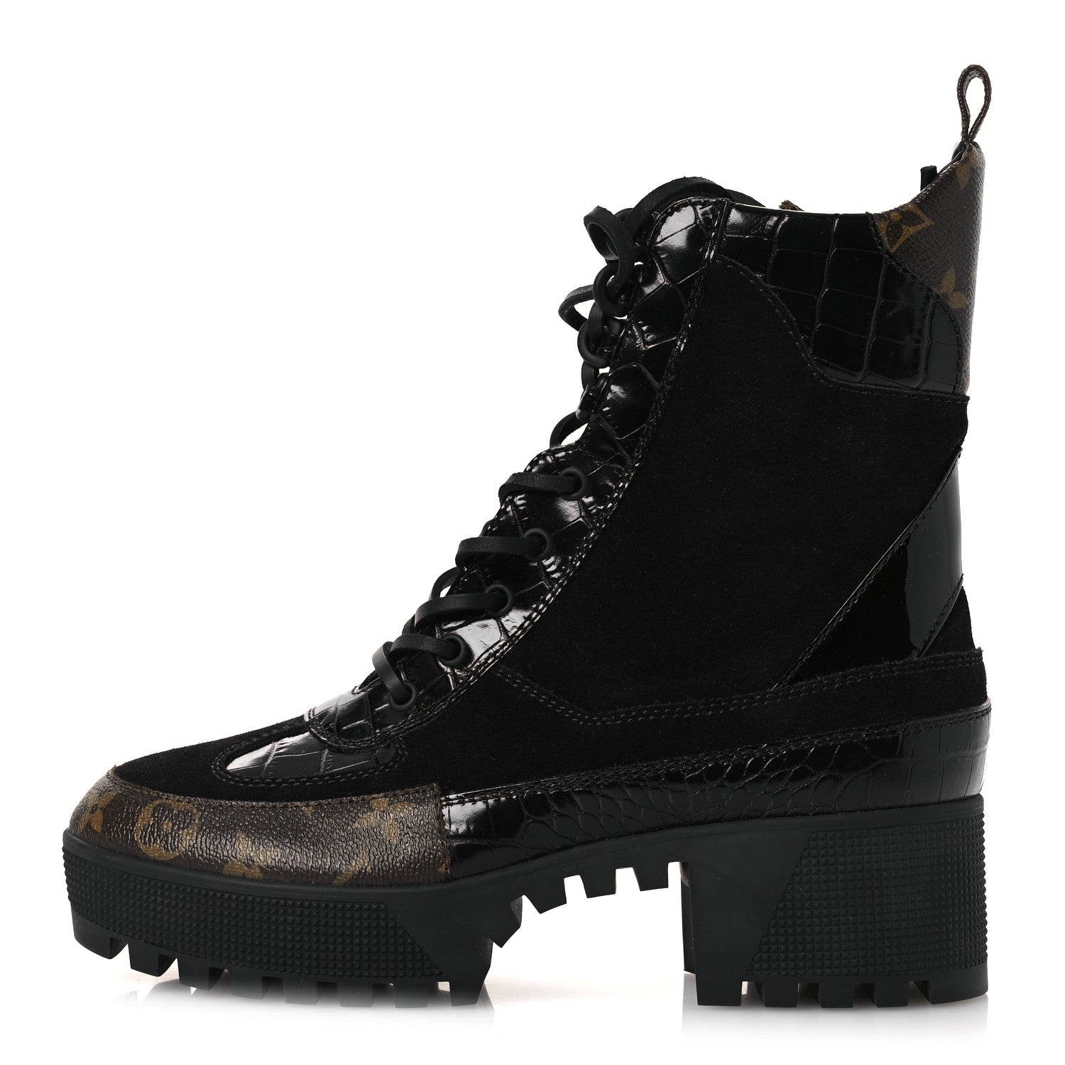 Louis Vuitton Suede Calfskin Monogram Laureate Platform Desert Boots 40 Black 1 of 11