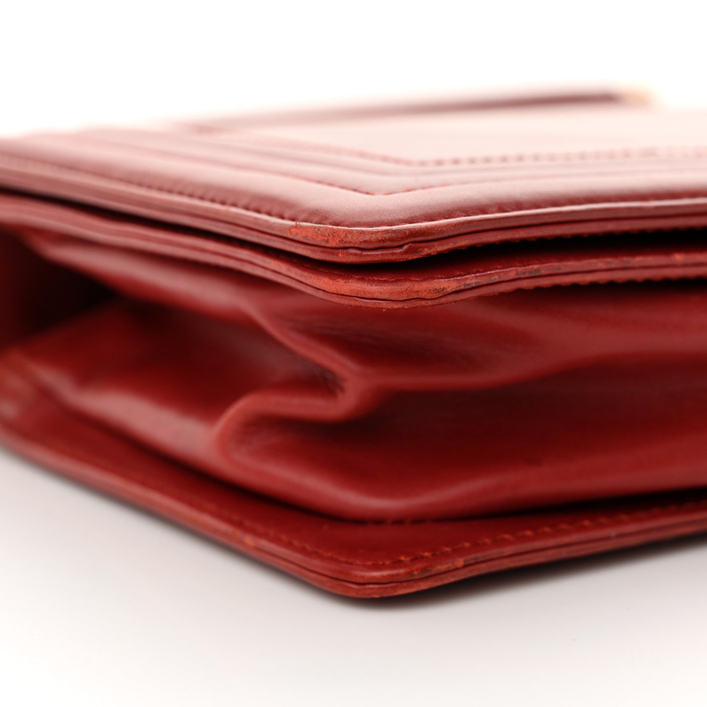 Glazed Calfskin Medium Boy Flap Red