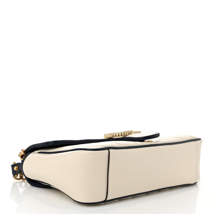 Gucci Vintage Effect Calfskin Matelasse Diagonal Small Torchon GG Marmont Shoulder Bag Mystic White Blue Agata 4 of 10