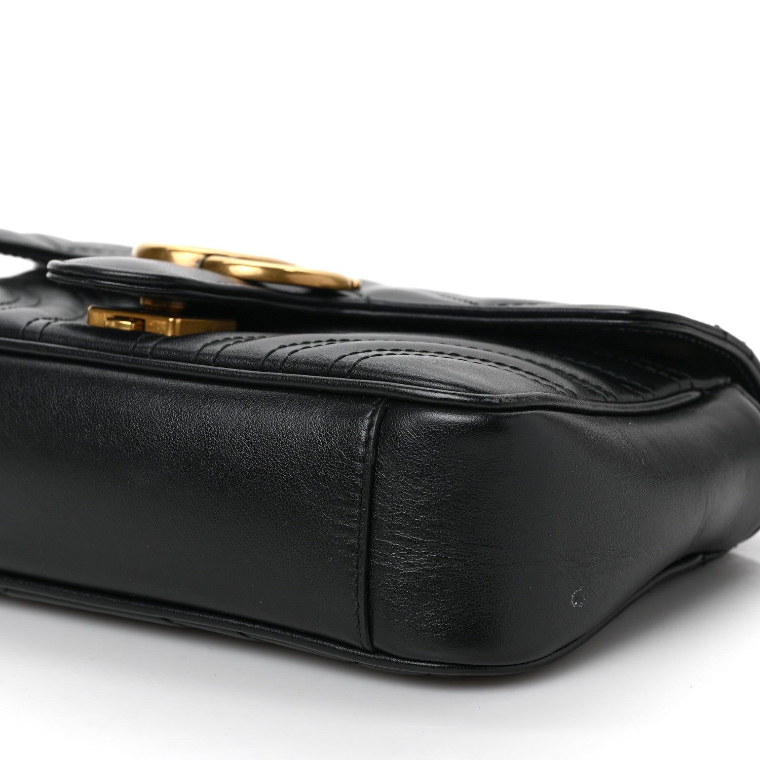 Gucci Calfskin Matelasse Mini GG Marmont Shoulder Bag Black 9 of 9