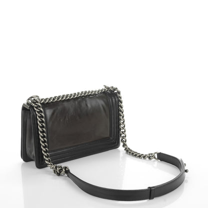 Chanel Glazed Calfskin Medium Boy Flap Black Brown 3 of 7