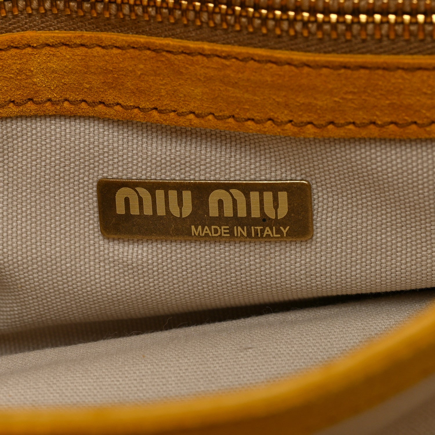 Miu Miu Suede Embroidered Shoulder Bag Yellow 6 of 11