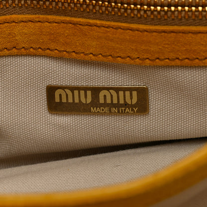 Miu Miu Suede Embroidered Shoulder Bag Yellow 6 of 11