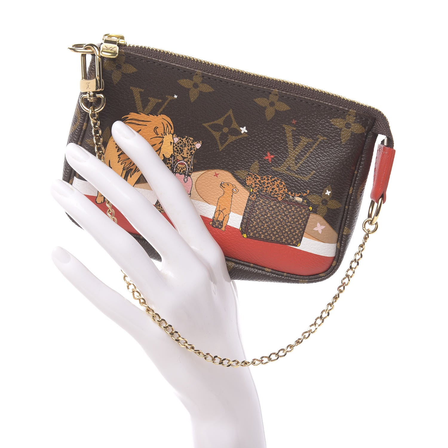 Louis Vuitton Monogram 2018 Christmas Animation Mini Cats Pochette Accessories 2 of 8