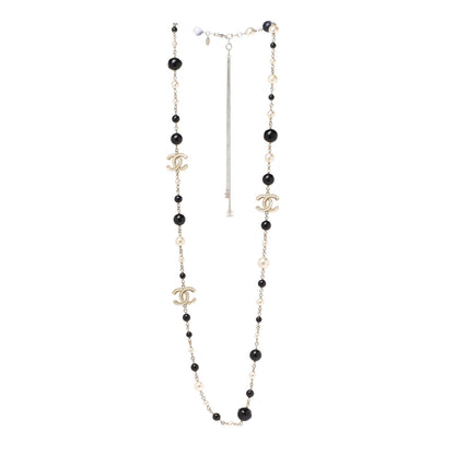 Chanel Pearl Beaded Star CC Long Necklace Silver 3 of 5
