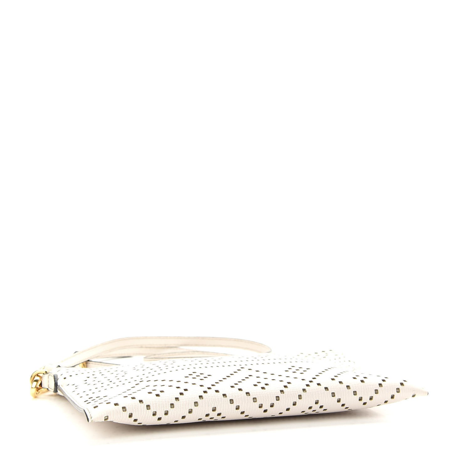 Calfskin Perforated Peyton Crossbody Clutch Bag White