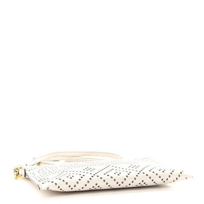 Burberry Calfskin Perforated Peyton Crossbody Clutch Bag White 3 of 9