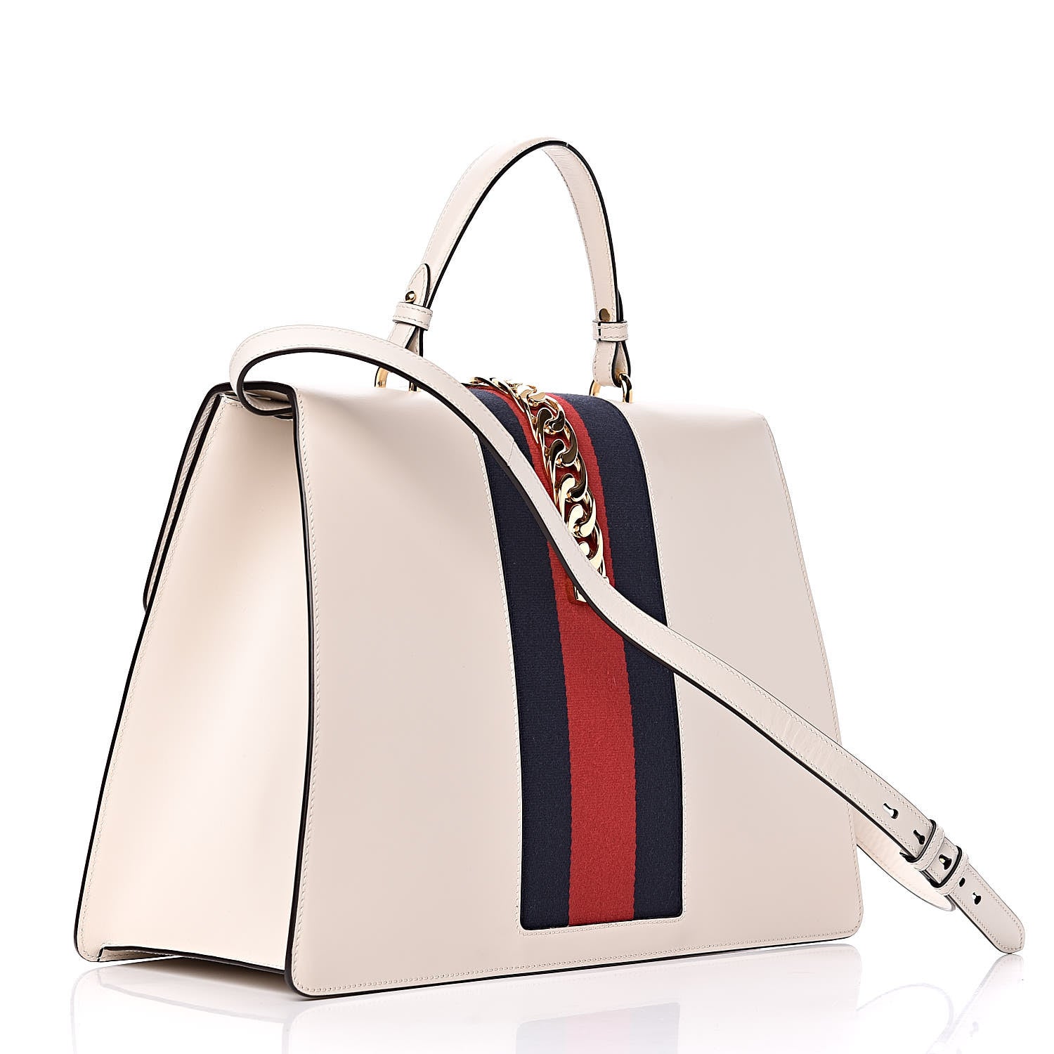 Gucci Calfskin Maxi Sylvie Top Handle Bag White 3 of 12
