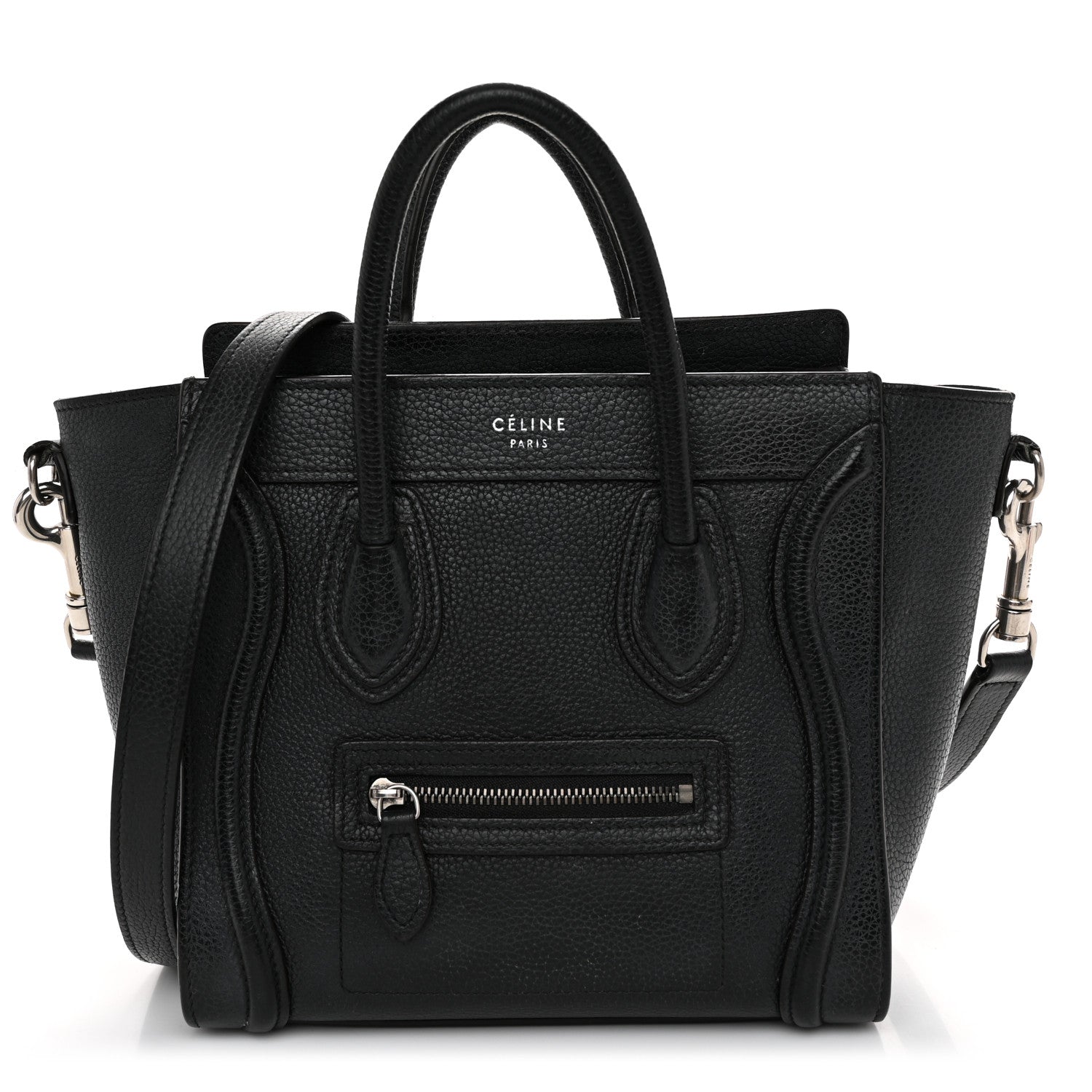 Celine Drummed Calfskin Nano Luggage Black 1 of 11
