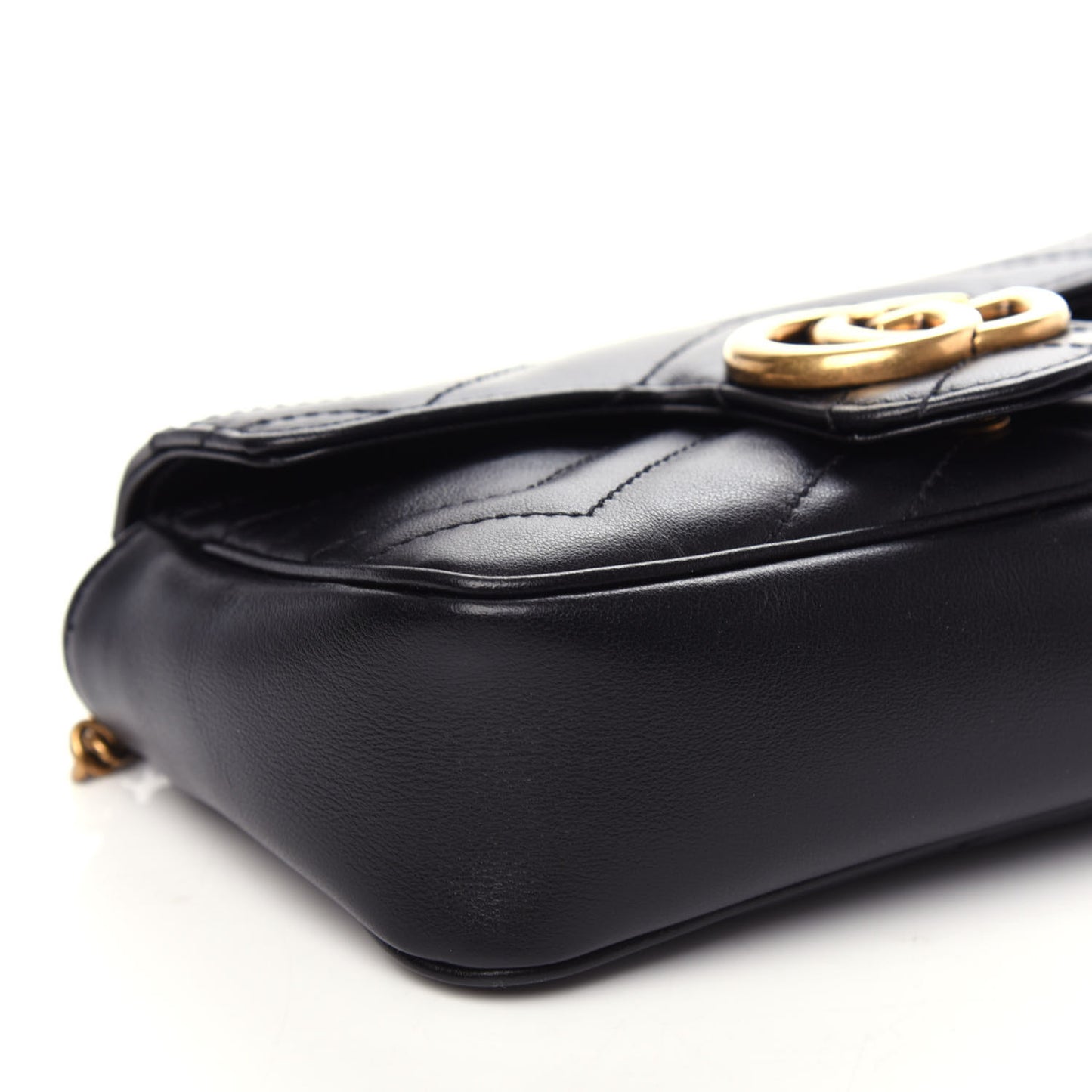 Calfskin Matelasse Super Mini GG Marmont Shoulder Bag Black