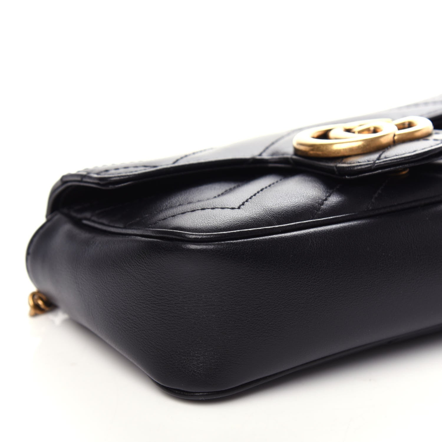Gucci Calfskin Matelasse Super Mini GG Marmont Shoulder Bag Black 8 of 10