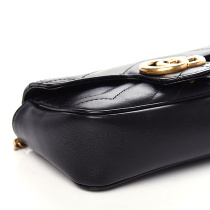 Gucci Calfskin Matelasse Super Mini GG Marmont Shoulder Bag Black 8 of 10