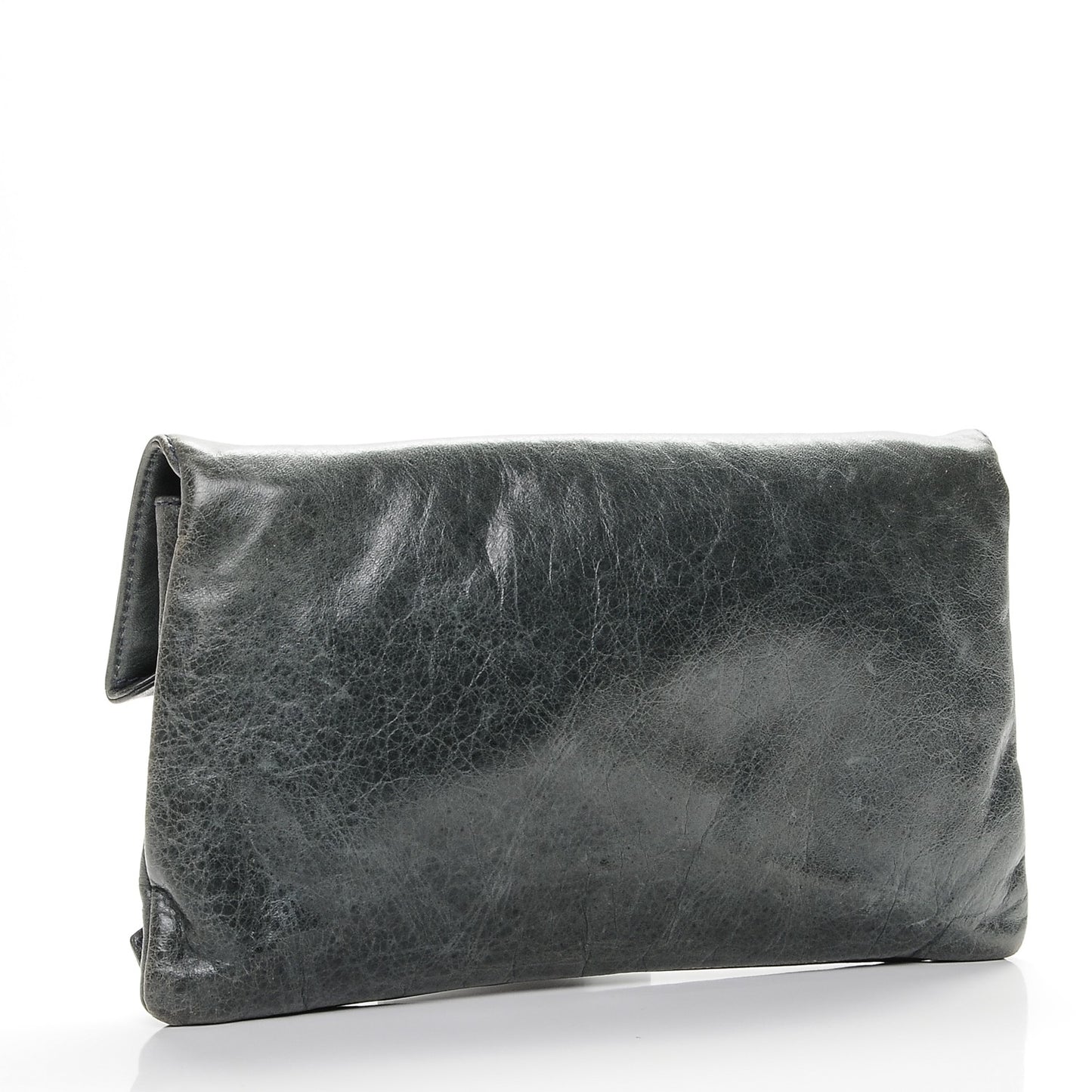 Agneau Giant 21 Silver Hardware Envelope Clutch Anthracite