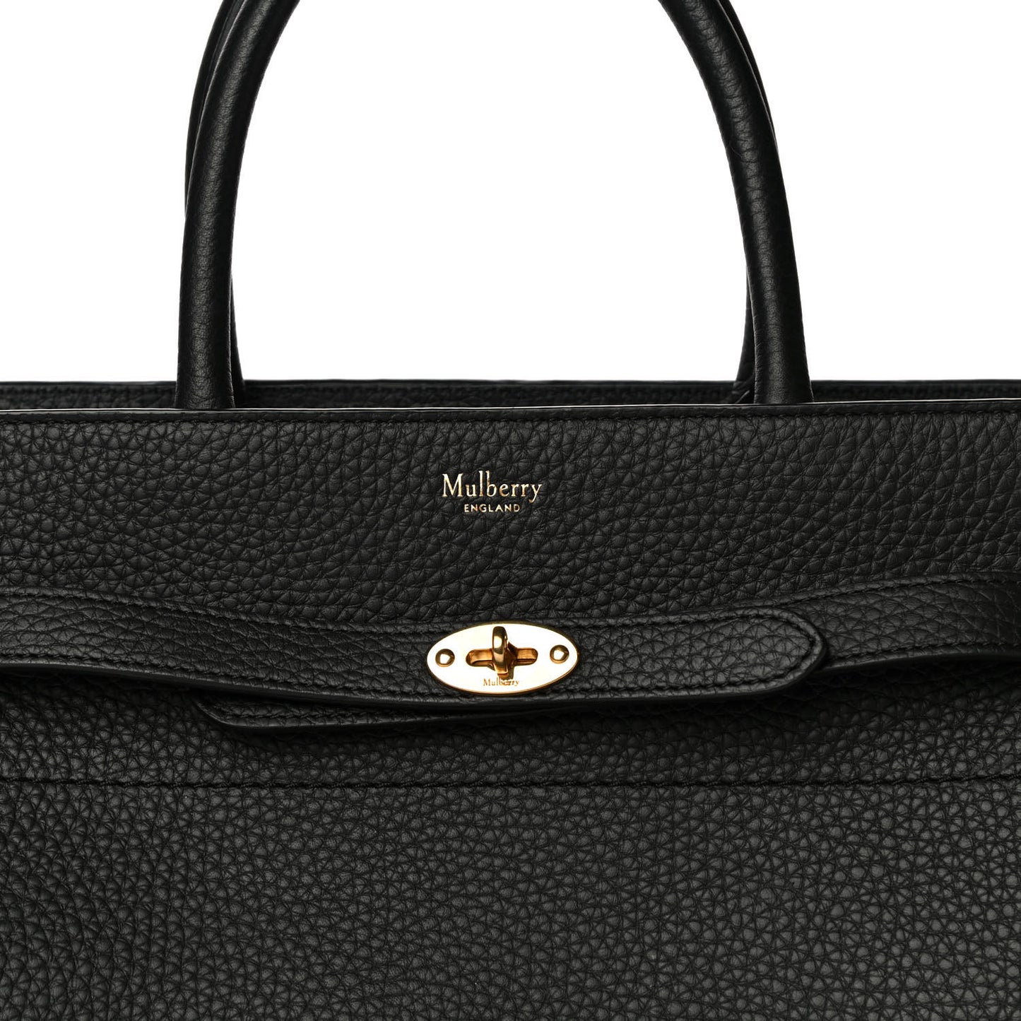 Classic Grain Calfskin Belted Bayswater Tote Black