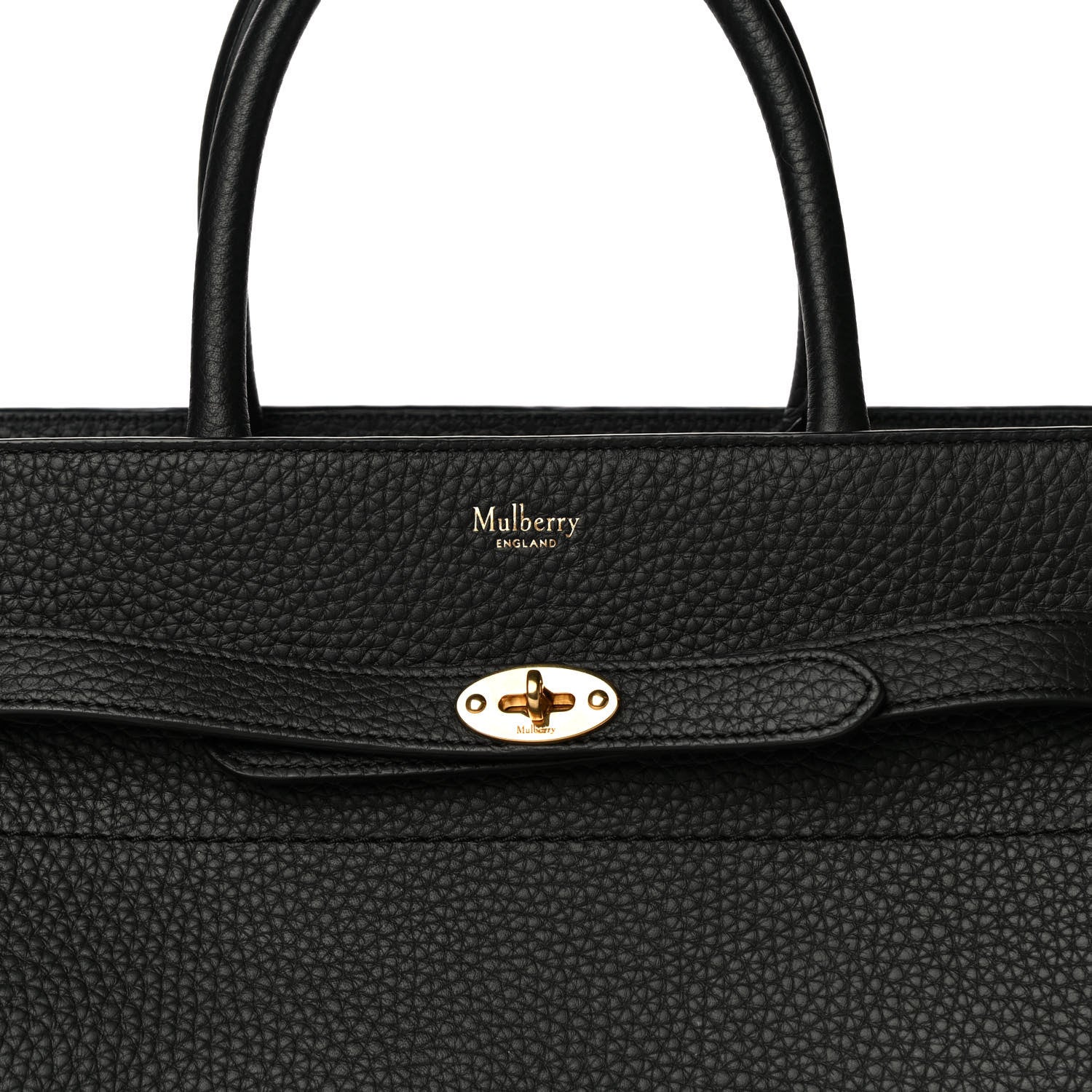 Mulberry Classic Grain Calfskin Belted Bayswater Tote Black 16 of 20