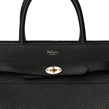 Mulberry Classic Grain Calfskin Belted Bayswater Tote Black 16 of 20