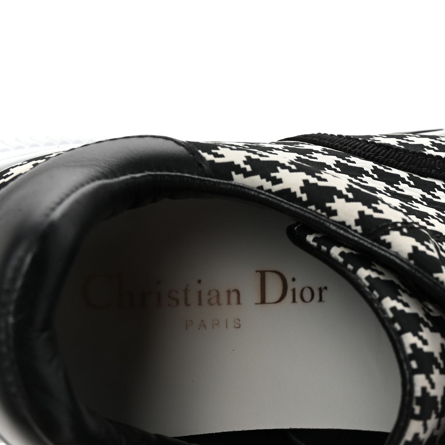 Canvas Houndstooth Embroidered D-Smash Sneakers 36.5 Black White