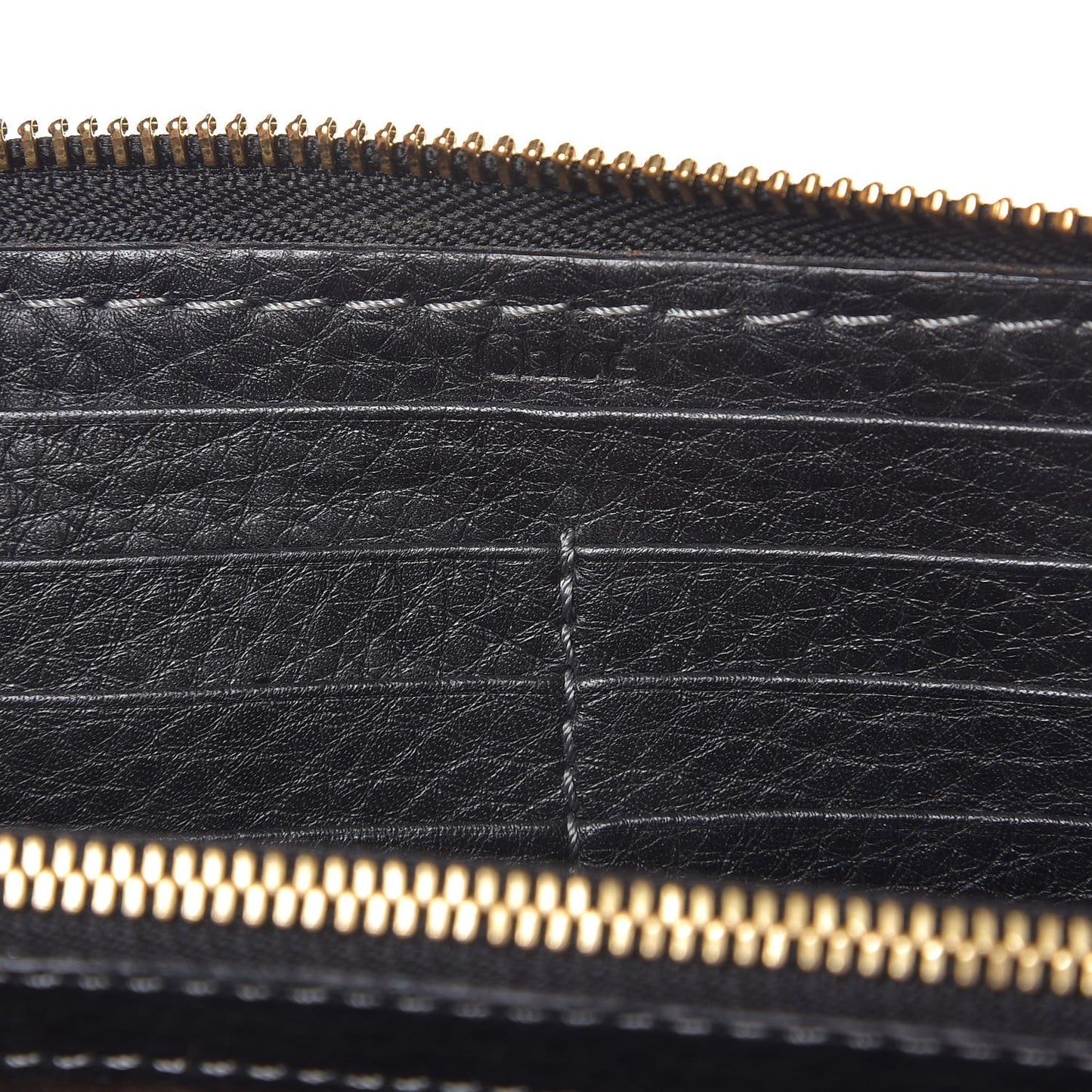 Grained Calfskin Marcie Long Zip Around Wallet Black