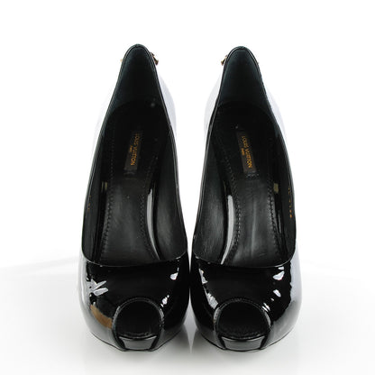 Louis Vuitton Patent Calfskin Oh Really Peep Toe Pumps 40 Black 2 of 9
