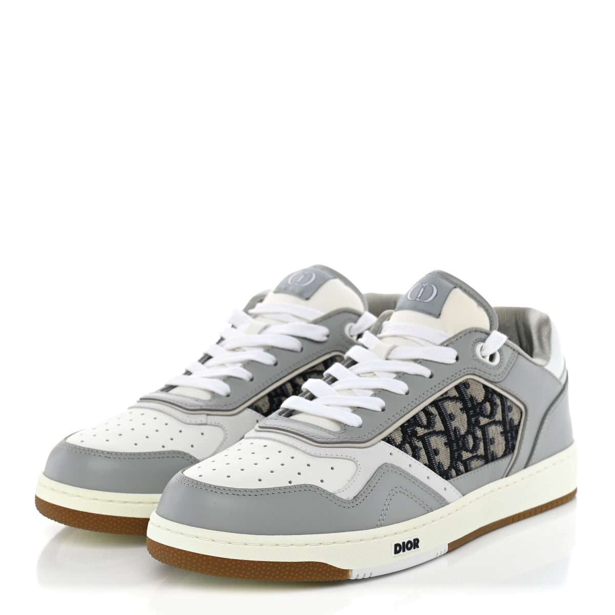 Christian Dior Smooth Calfskin Jacquard Oblique Mens B27 Low Top Sneakers 44 Beige Blue 2 of 9