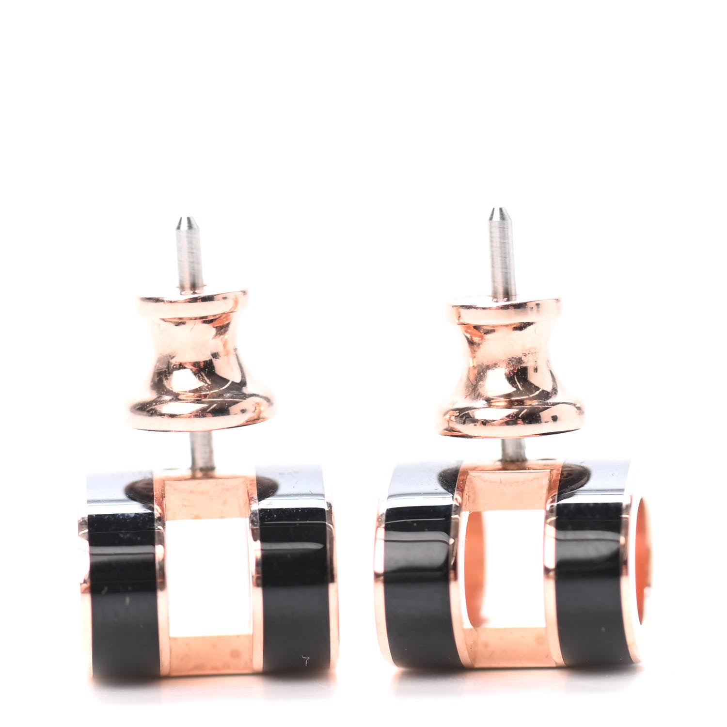 Hermes Rose Gold Lacquered Pop H Earrings Black 4 of 4