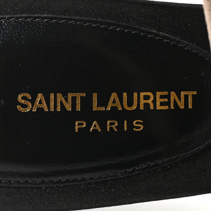 Saint Laurent Satin Slingback Jaspe 55 Sandals  37 Black Partridge Pink 8 of 9