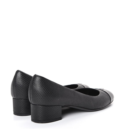 Chanel Embossed Lambskin CC Cap Toe Pump 36 Black 4 of 11