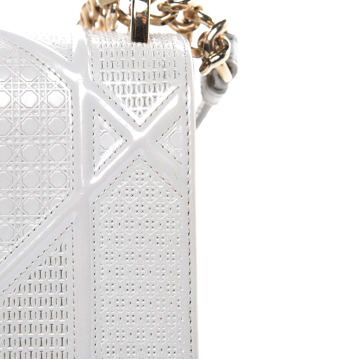 Christian Dior Patent Micro-Cannage Medium Diorama Flap Bag White 9 of 14