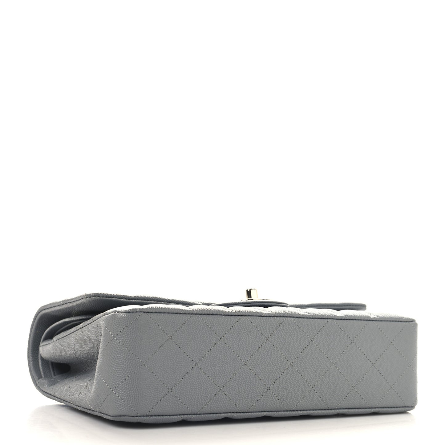 Caviar Quilted Medium Double Flap Grey