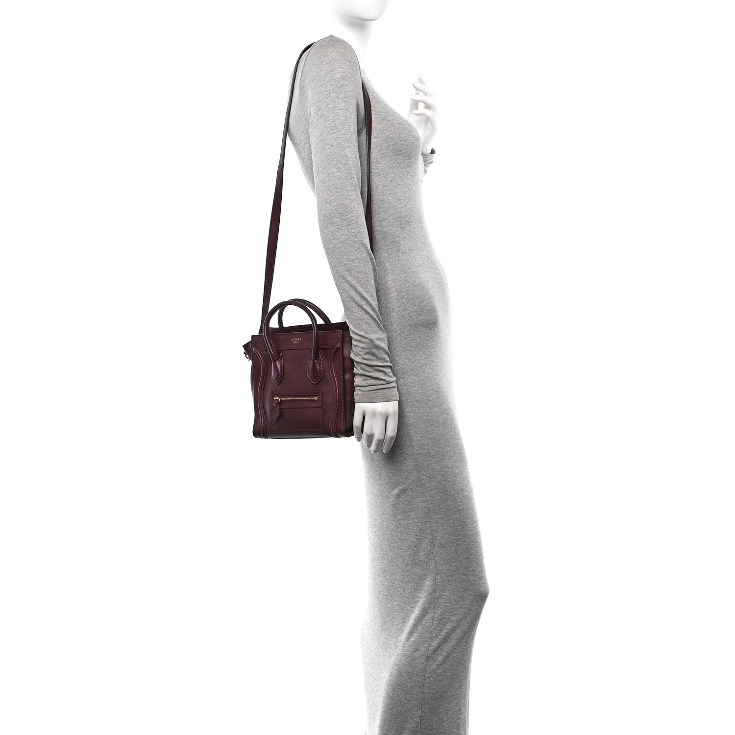 Celine Smooth Calfskin Nano Luggage Burgundy 2 of 9